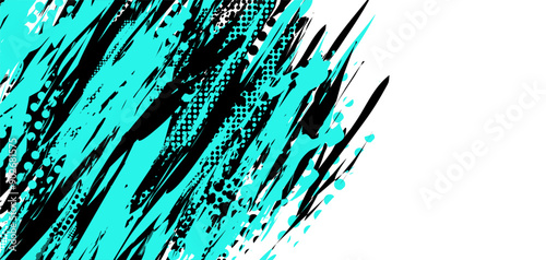 a blue and black abstract background with a lot of paint