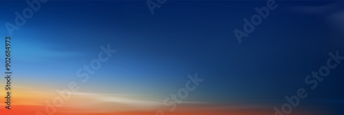 Sunset Sky Background,Sunrise cloud Blue,Orange,Yellow in morning Summer,Vector sunny Autumn,Nature landscape field in evening.Winter sunlight,cartoon illustration Horizon Spring sundown by Sea Beach
