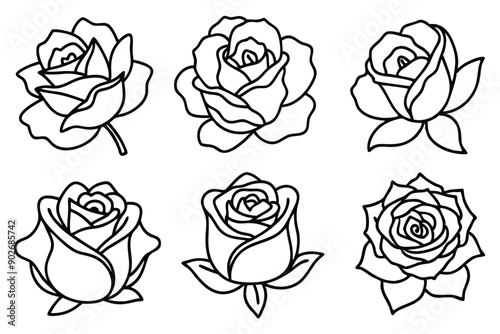 Rose line art illustration Design Concepts