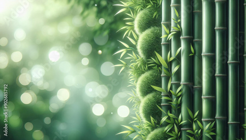 Floraler Hintergrund - als Banner oder Fototapete , Bambus mit Bokeh photo