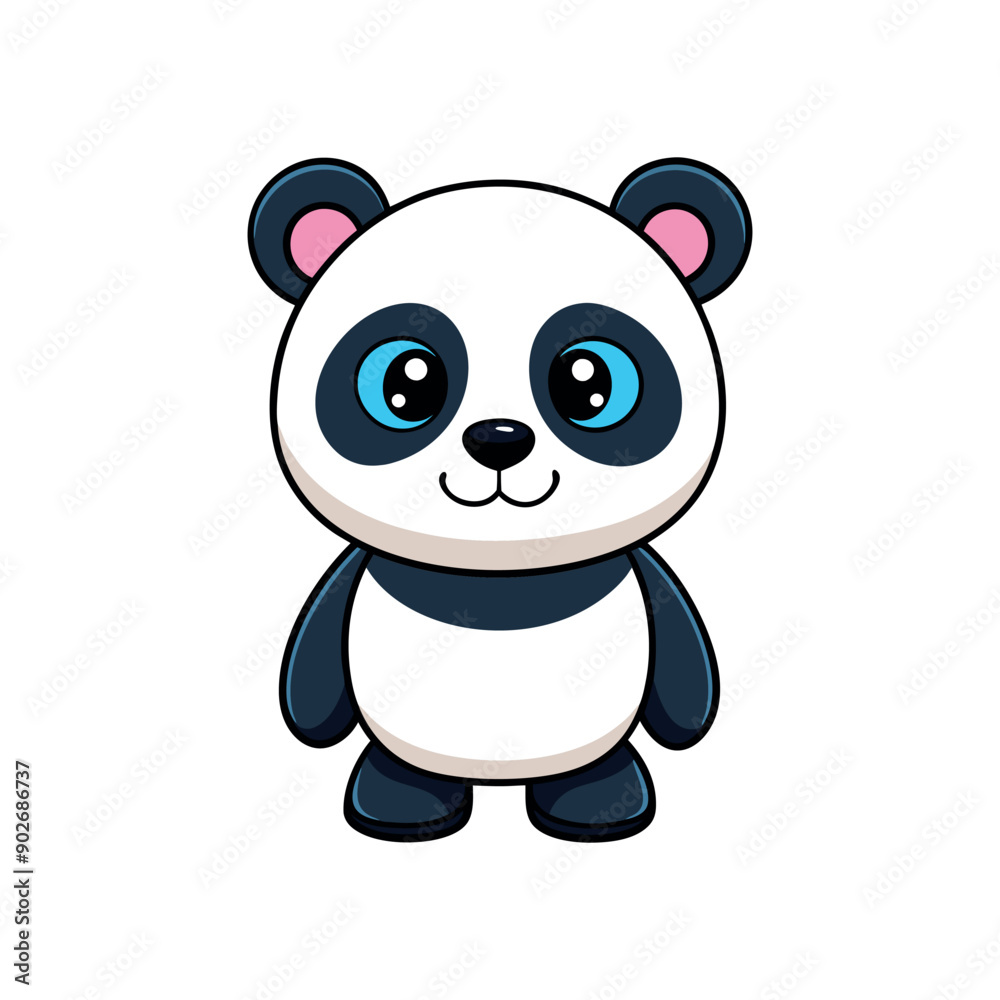 Naklejka premium Vector minimalist Panda Bear Clipart illustration On a White Background