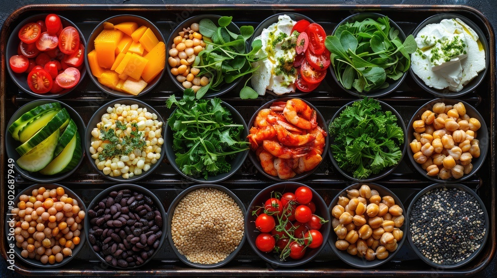 Detailed High-Definition Image of a Healthy Meal Prep Featuring Fresh Ingredients and Vibrant Colors Detailed High-Definition Image of a Healthy Meal Prep Featuring Fresh Ingredients and Vibrant Colors