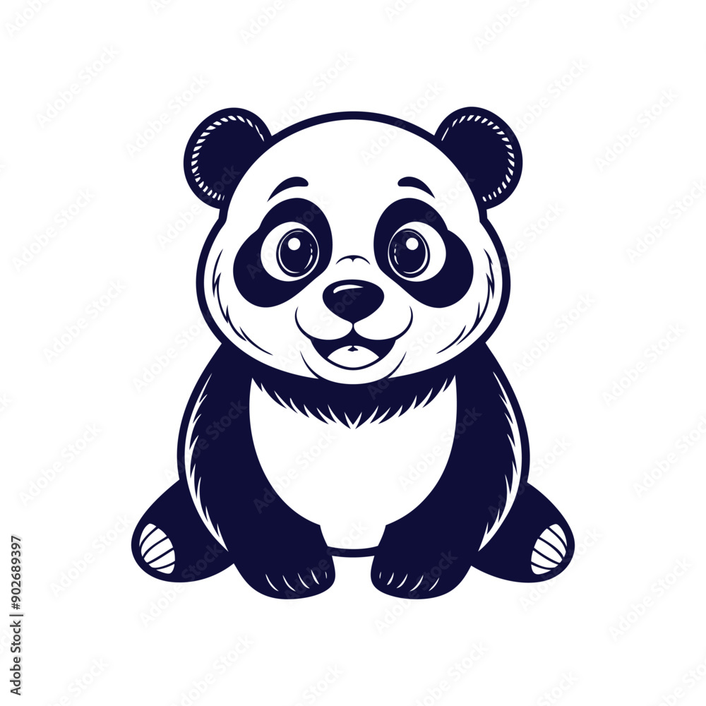 Naklejka premium Vector minimalist Panda Bear Silhouette Clipart illustration On a White Background