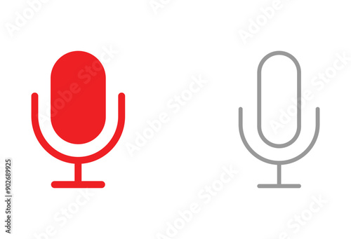 Record Microphone icon. Audio voice recording on symbol. Flat podcast application interface sign. Vector illustration image. Isolated on white background. EPS file 179..