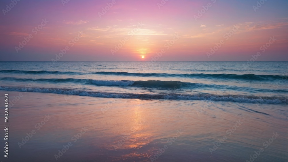 Vibrant Sunrise Over Calm Ocean Waves
