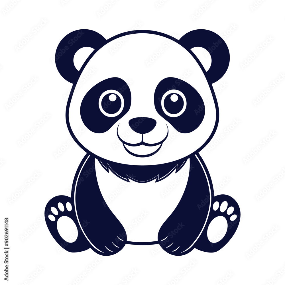 Vector minimalist Panda Bear Silhouette Clipart illustration On a White Background Vector minimalist Panda Bear Silhouette Clipart illustration On a White Background