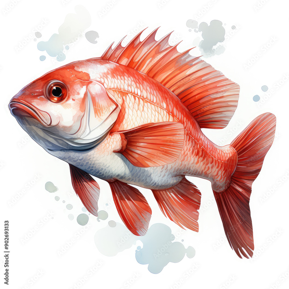 Fototapeta premium Watercolor Rockfish, clipart Illustration, Generative Ai
