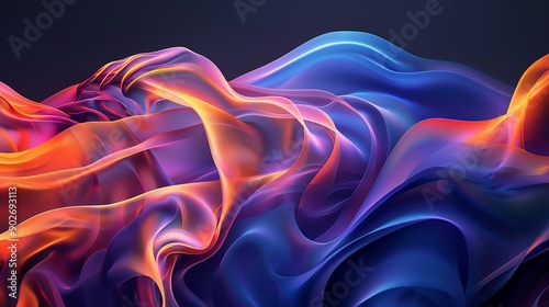 Abstract fluid shapes in a gradient of colors, organic shapes, dynamic and modern