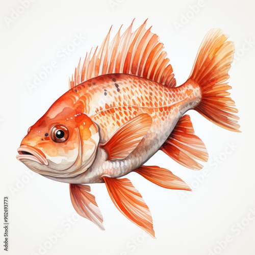 Watercolor Rockfish, clipart Illustration, Generative Ai photo