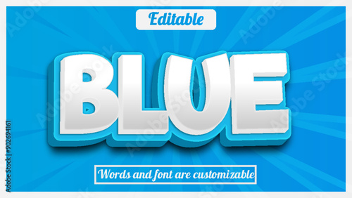 Blue editable 3d text effect illustrator effect text effect