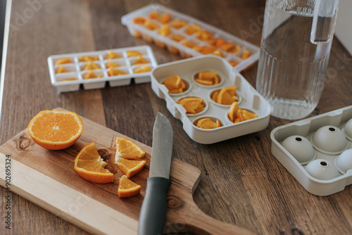 making orange ice in a bright kitchen