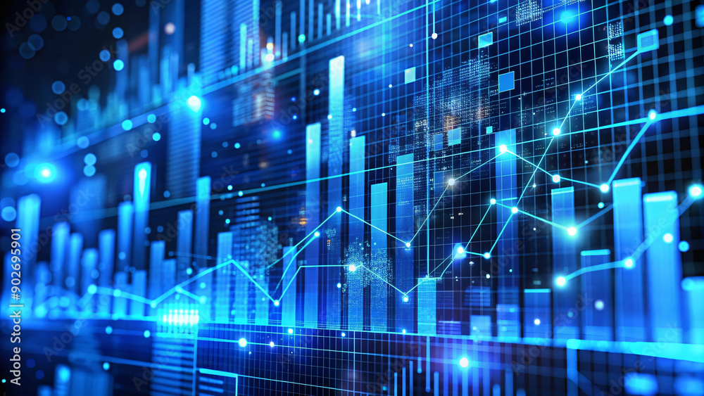 Dynamic Financial Data Visualization with Glowing Graphs and Charts Dynamic Financial Data Visualization with Glowing Graphs and Charts