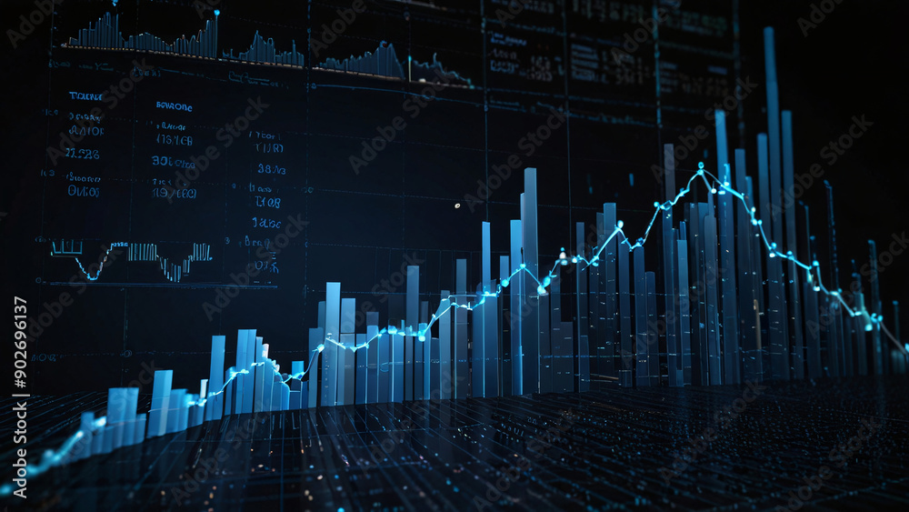 Financial Data Analysis with Blue Digital Graphs Financial Data Analysis with Blue Digital Graphs