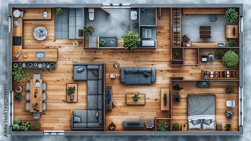 vector, illustraiton, Set of furniture top view for apartments plan. The layout of the apartment design, technical drawing. Interior icon for bathrooms, living room, kitchen, bedroom, hallway . Vector