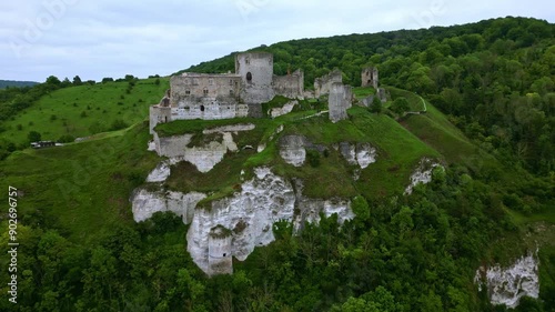 Wallpaper Mural Approaching aerial movement about the Chateau Gaillard medieval castle, Les Andelys, France. Torontodigital.ca