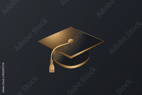 Golden graduation cap icon representing education and knowledge