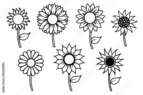 Sunflower line art illustration Design Concepts