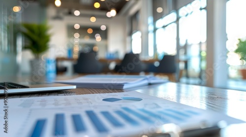 Wallpaper Mural Business Report in Modern Office Setting Generative AI Torontodigital.ca