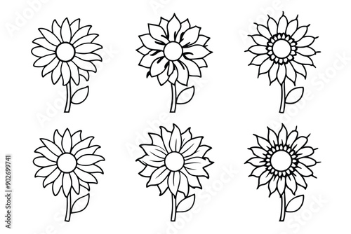 Sunflower line art illustration Design Concepts