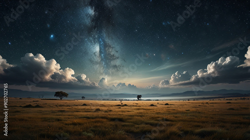 Open sky night skyline field view