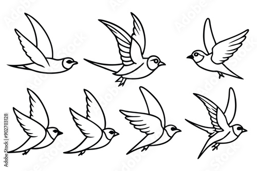 Swift bird line art illustration Design Concepts