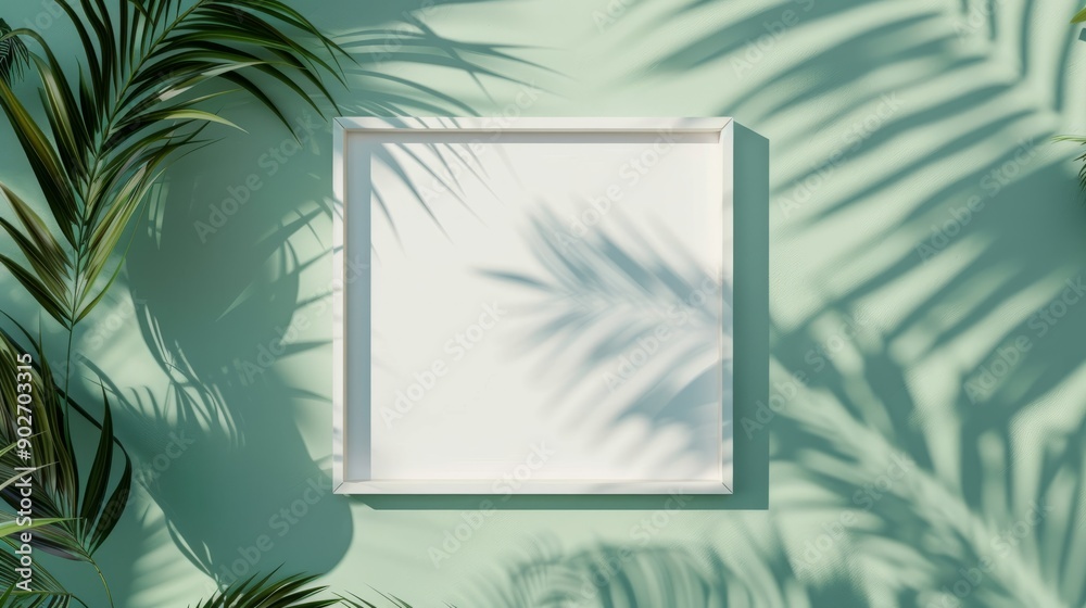 White blank square frame for mock up and display products with pastel colors