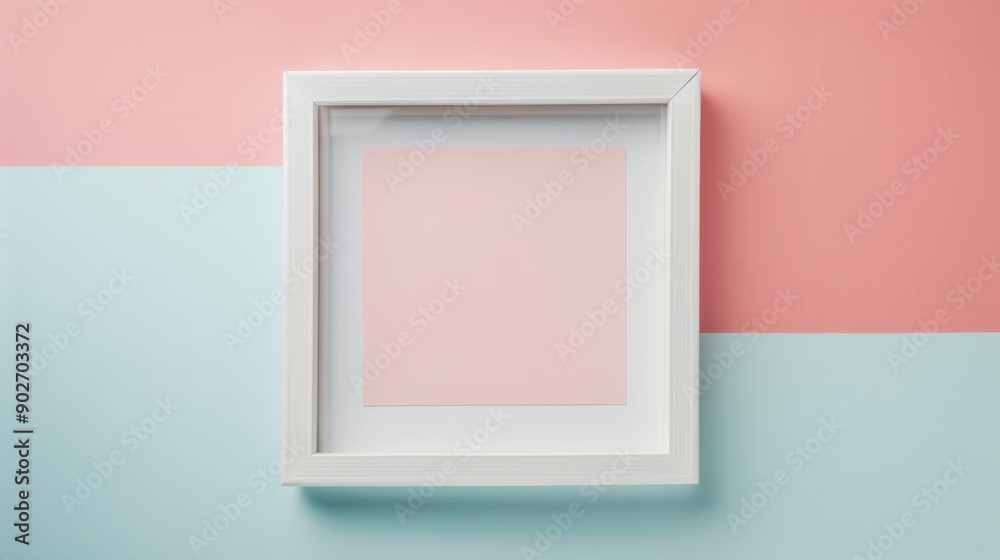 White blank square frame for mock up and display products with pastel colors