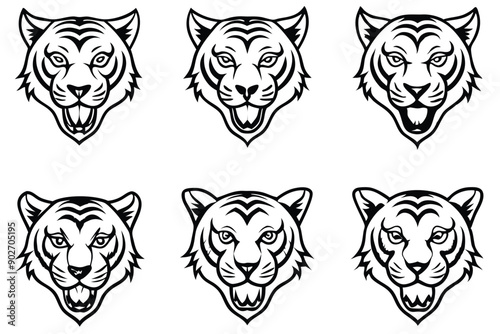 Tiger head line art illustration Design Concepts