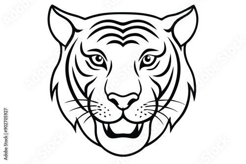 Tiger head line art illustration Design Concepts
