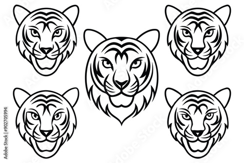 Tiger head line art illustration Design Concepts