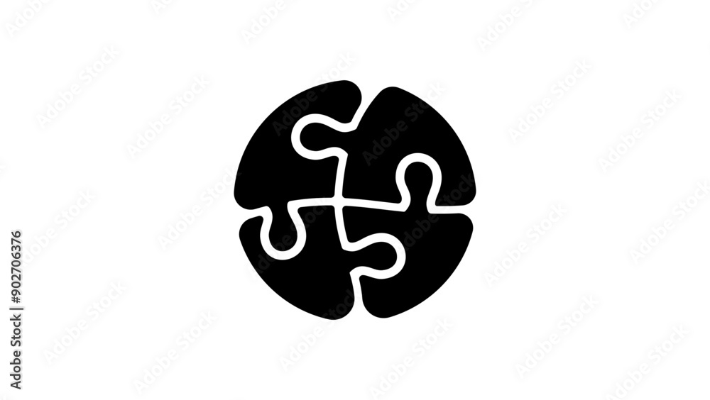 Putting a puzzle together, black isolated silhouette Putting a puzzle together, black isolated silhouette