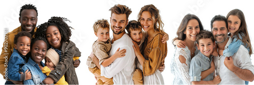 set of A cheerful family of four with two children posing together isolated on transparent background  (2)