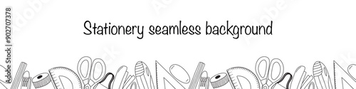 Stationery doodle vector seamless background
