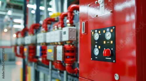 Fire alarm control panel for fire suppression system. Industrial fire control system. generator pump controller for water sprinkler piping and fire protection system