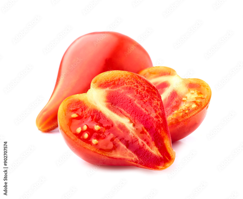 Tomatoes isolated on white background closeup.