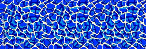 Abstract Seamless Blue and Yellow Geometric Pattern with Waves. Cellular Texture of Liquid. Raster. 3D Illustration