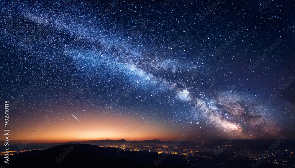 Obraz premium 銀河が広がる美しい夜空の風景