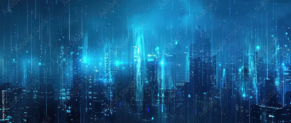 Futuristic Cityscape - Digital Rain Futuristic Cityscape - Digital Rain