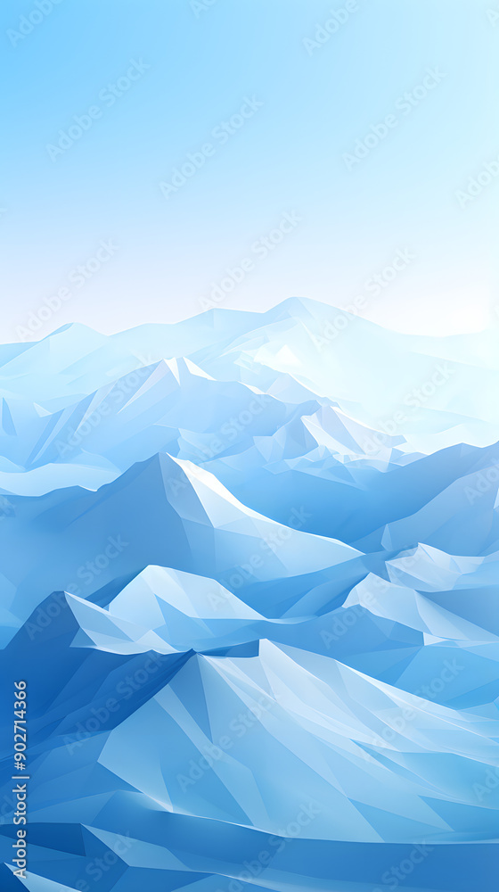 Fototapeta premium Digital technology minimalist blue mountains 3d abstract graphics poster background