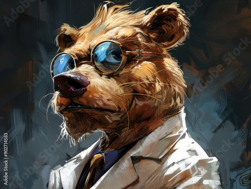 A Bear Dressed as a Scientist Poses With Glasses and a Lab Coat © umar