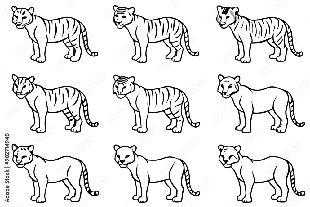 Fototapeta premium Tiger line art illustration Design Concepts