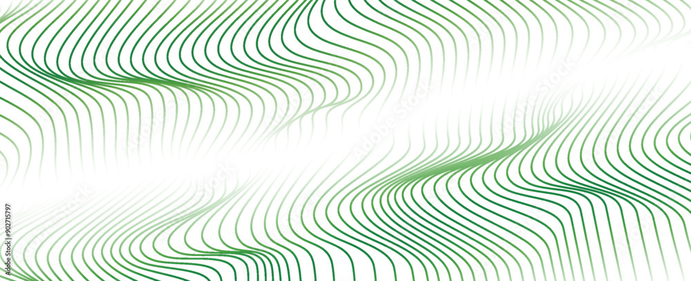 Abstract green curved lines background. Swirl curve lines. Spiral pattern. Minimal design. Modern futuristic graphic. Suit for brochure, banner, business, presentation, flyer, web, backdrop, wallpaper