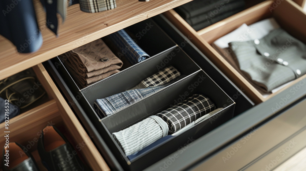 Modern wardrobe setup featuring neatly arranged clothing and accessories, showcasing a minimalistic and organized approach to wardrobe design with stylish storage solutions Modern wardrobe setup featuring neatly arranged clothing and accessories, showcasing a minimalistic and organized approach to wardrobe design with stylish storage solutions