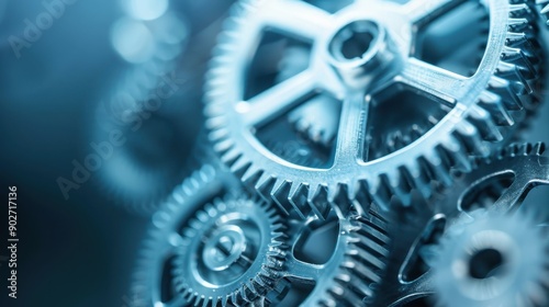 Close-up View of Interlocking Metal Gears Illustrating Engineering Precision photo