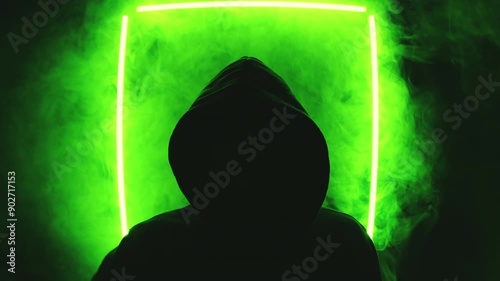 Silhouette of Man in green light