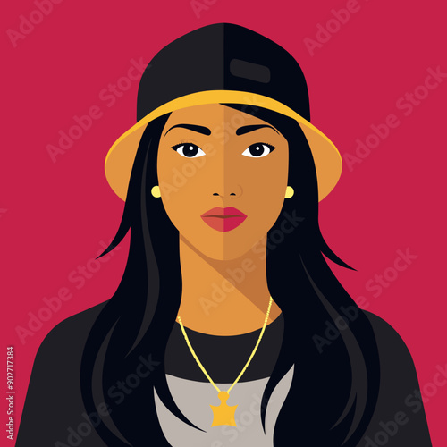 black hip-hop gangsta girl vector illustration