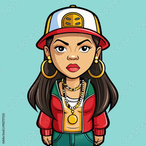 black hip-hop gangsta girl vector illustration