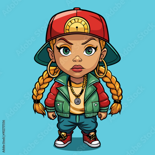 black hip-hop gangsta girl vector illustration