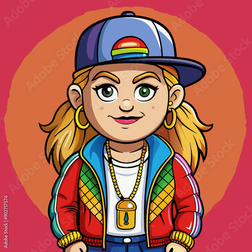 black hip-hop gangsta girl vector illustration