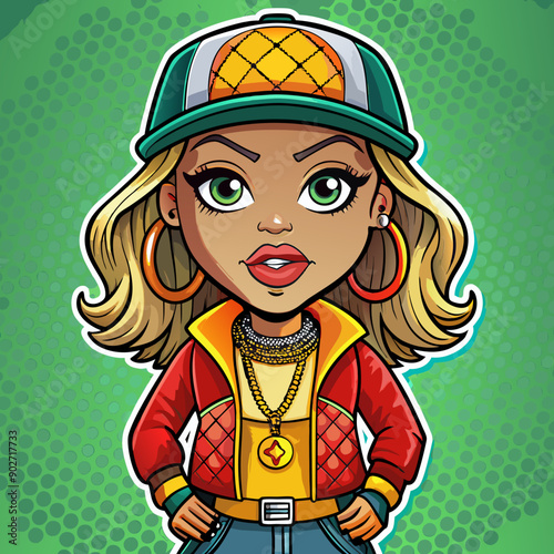 black hip-hop gangsta girl vector illustration